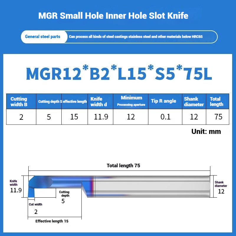 1134-MGR small bore groove cutter wear-resistant micro groove hook cutter CNC tungsten steel alloy small bore cutting groove turning tool Shandong Denso Pricision Tools Co.,Ltd.